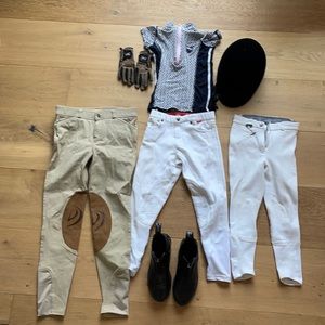 Horseback riding clothes, shoes and helmet- Girl size 10+